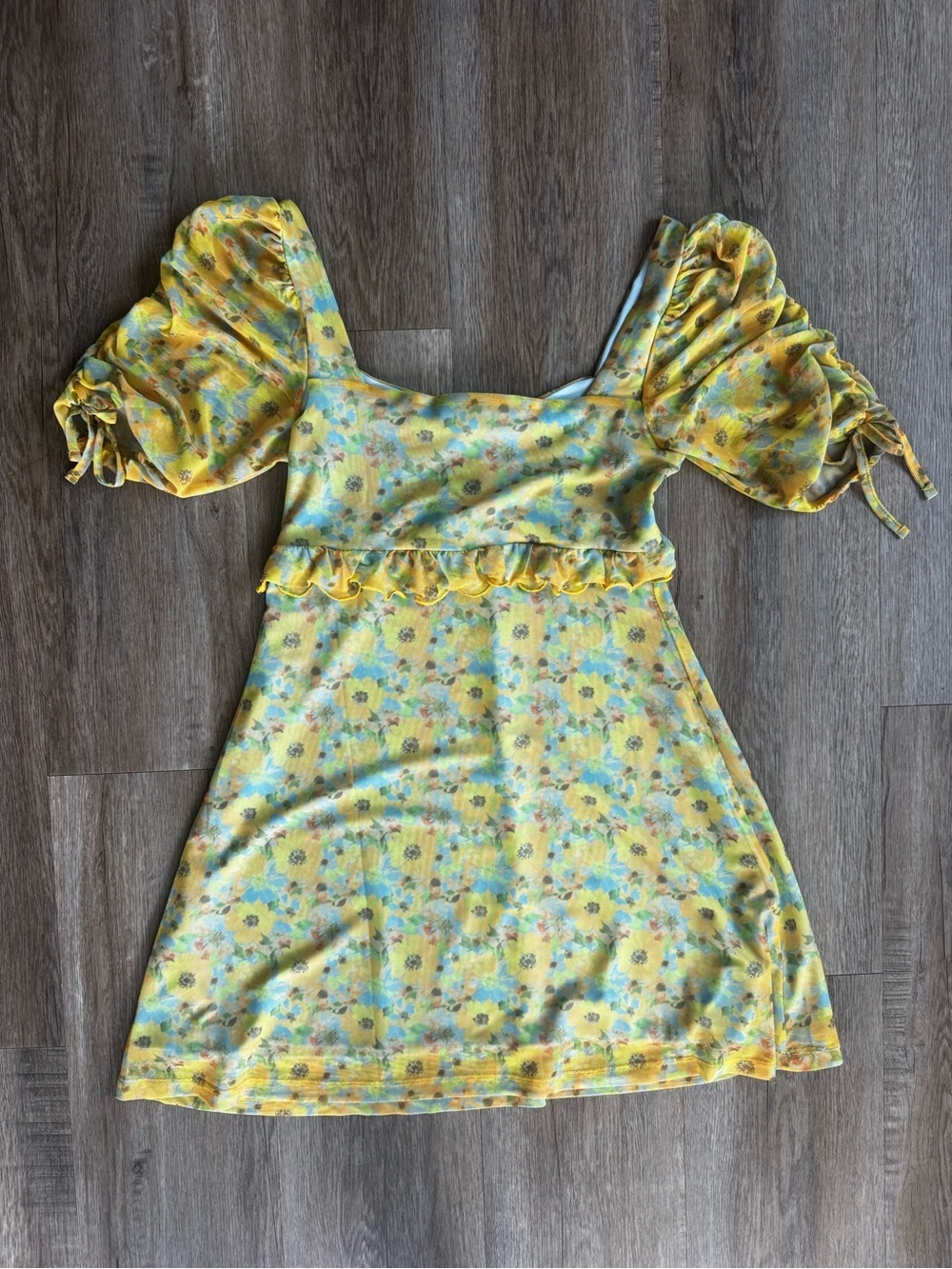 Topshop Neon Floral Mini Tea Dress - size 4-6 - Picture 4 of 4